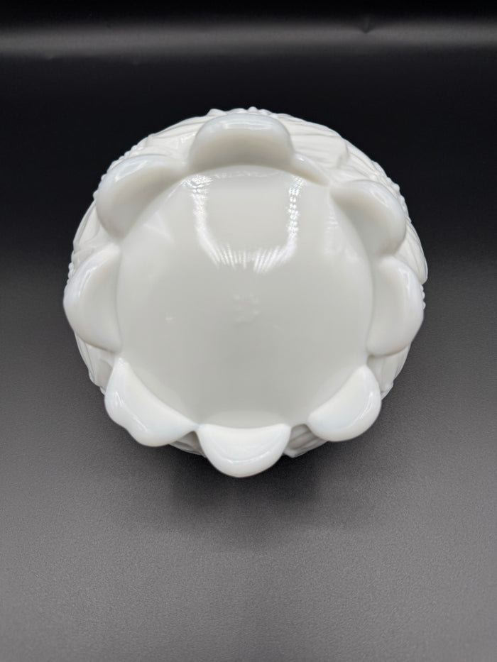 Dogwood Milk Glass Basket