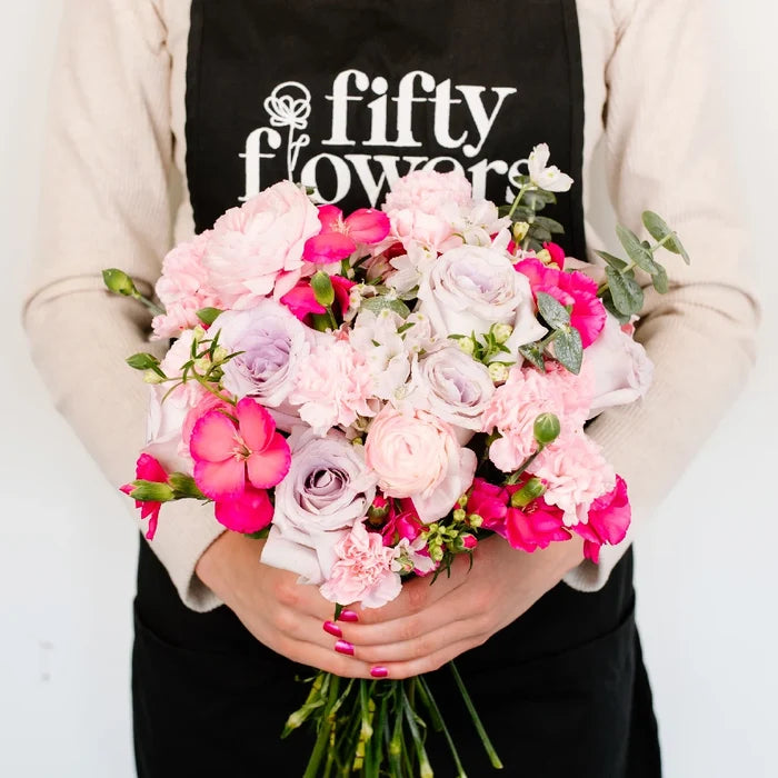 Dreamy Pink Garden Flower Bouquet Vase - Image