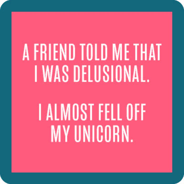 Drinks on Me coasters - Fell Off Unicorn - Pine & Moss
