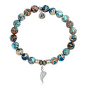 Earth Jasper Stone Bracelet with Angel Blessings Sterling Silver Charm