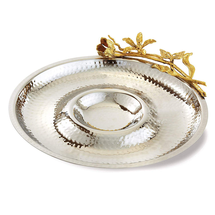 Elegance Butterfly Dip serving Tray, 12.5", Silver/Gold