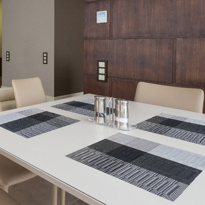 Elira Black Table Mats Set | 6 Pcs Tablemat The June Shop