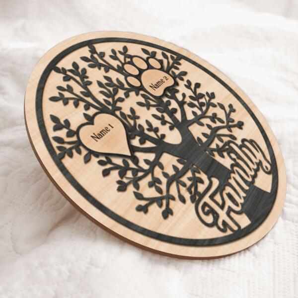 Family Tree - Hearts And Paws - Personalized Door Sign