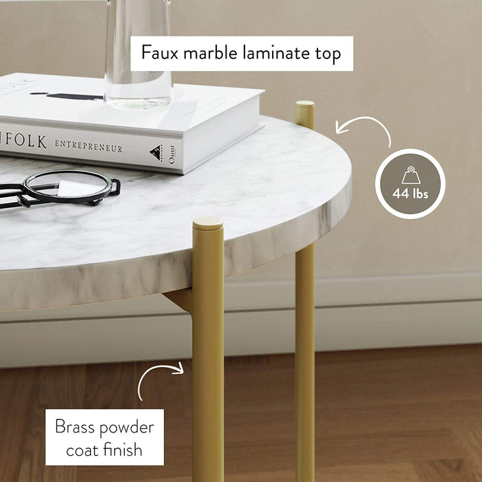 Faux Marble Round End Table
