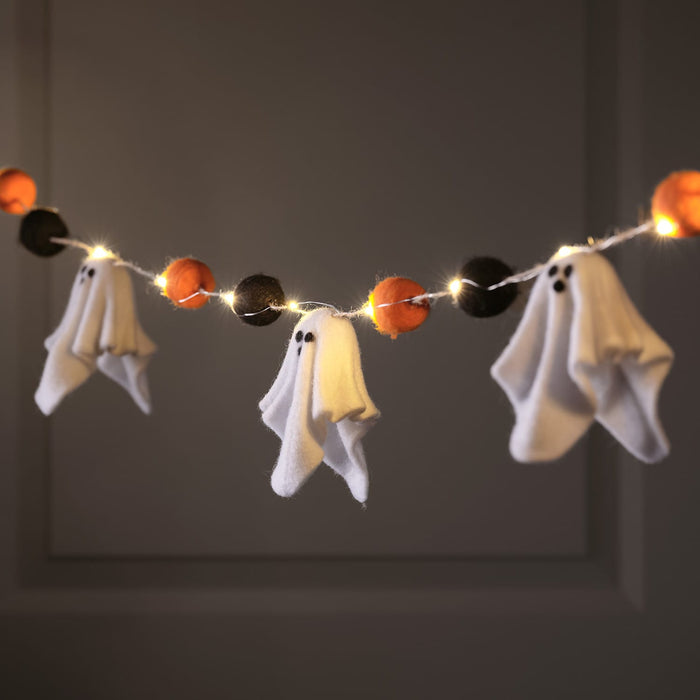Felt Ghost LED Halloween Garland