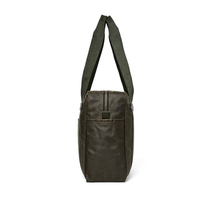 Filson Tin Cloth Zippered Tote Bag: Otter Green