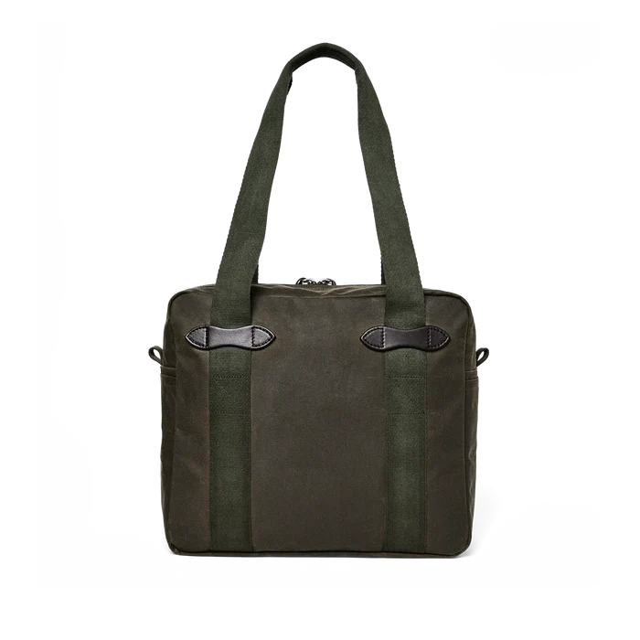 Filson Tin Cloth Zippered Tote Bag: Otter Green