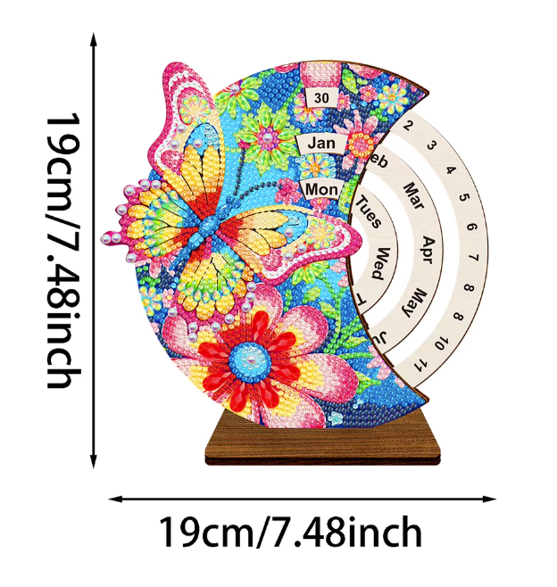 Flower Butterfly Diamond Painting Perpetual Calendar