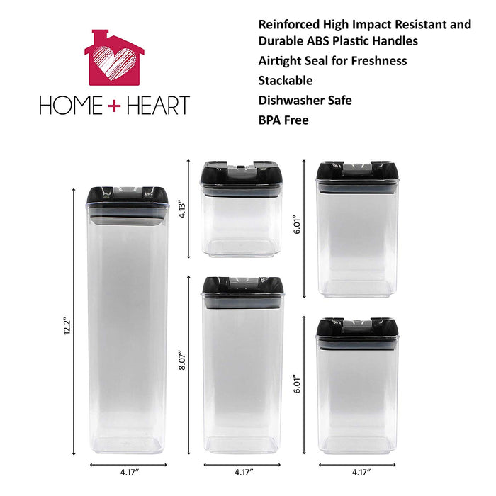 Food Storage Container 5 Piece Set With Durable Air Tight Lids