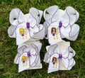 GEAUX Game Day Girl Embroidered Bow: Brown Hair / 4 inch