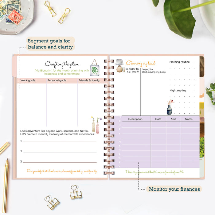 Gemini Celestial Emblem — Undated Planner + Sticker Book