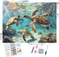Gentle Sea Turtles Underwater