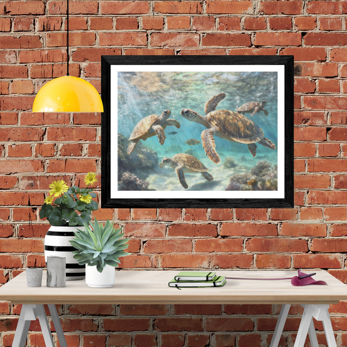 Gentle Sea Turtles Underwater
