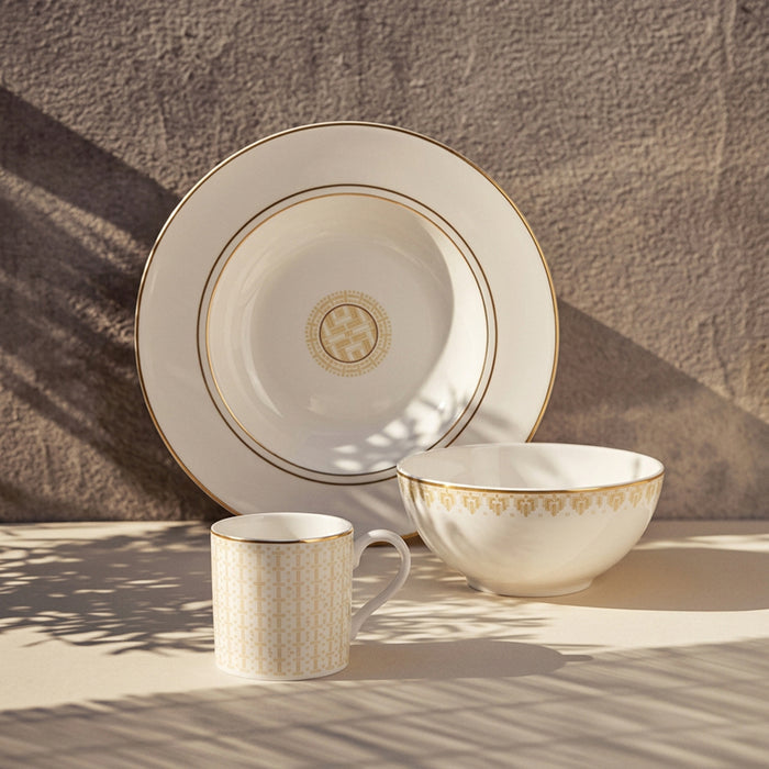 Geo Rose Beige & Gold Deep/Soup Plate 24.5 cm