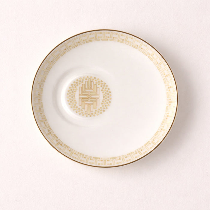 Geo Rose Beige & Gold Espresso Cup Saucer 14.5 cm