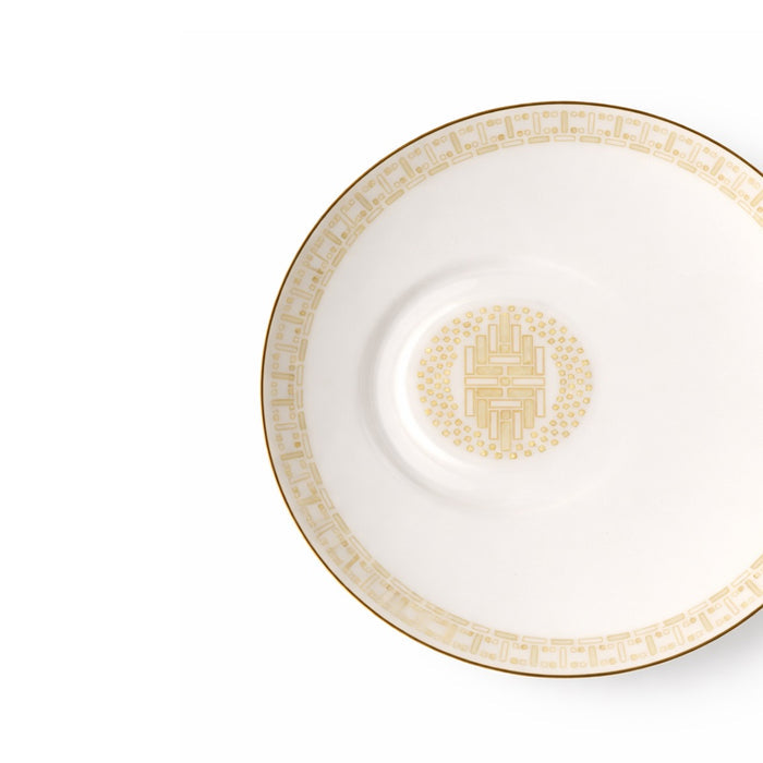 Geo Rose Beige & Gold Espresso Cup Saucer 14.5 cm