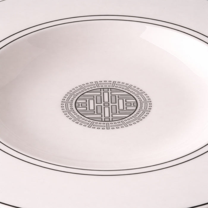 Geo Rose Grey & Platinum Deep/Soup Plate 24.5 cm
