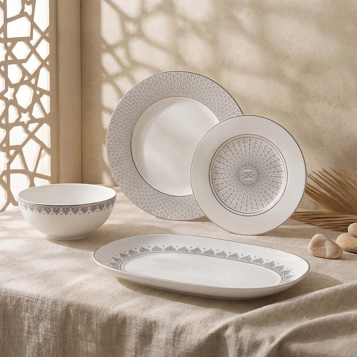 Geo Rose Grey & Platinum Dinner Plate 28 cm