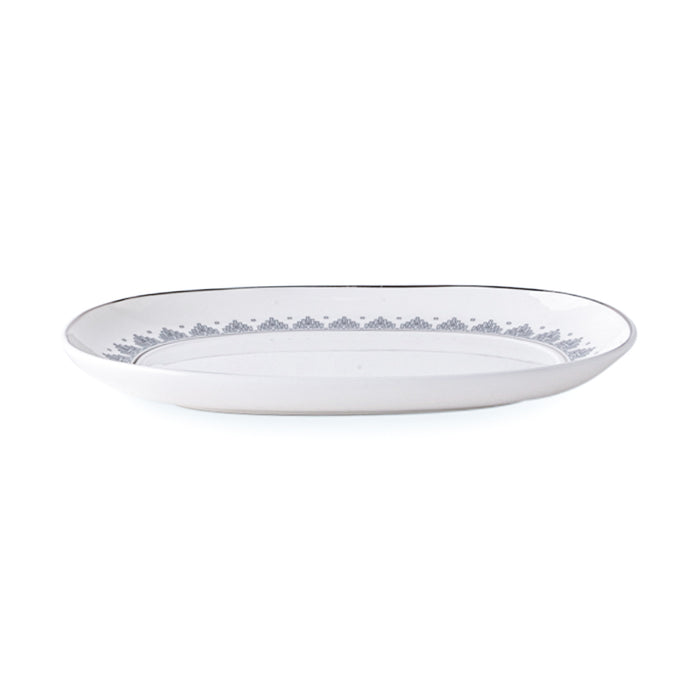 Geo Rose Grey & Platinum Oval Pickle Dish 20cm