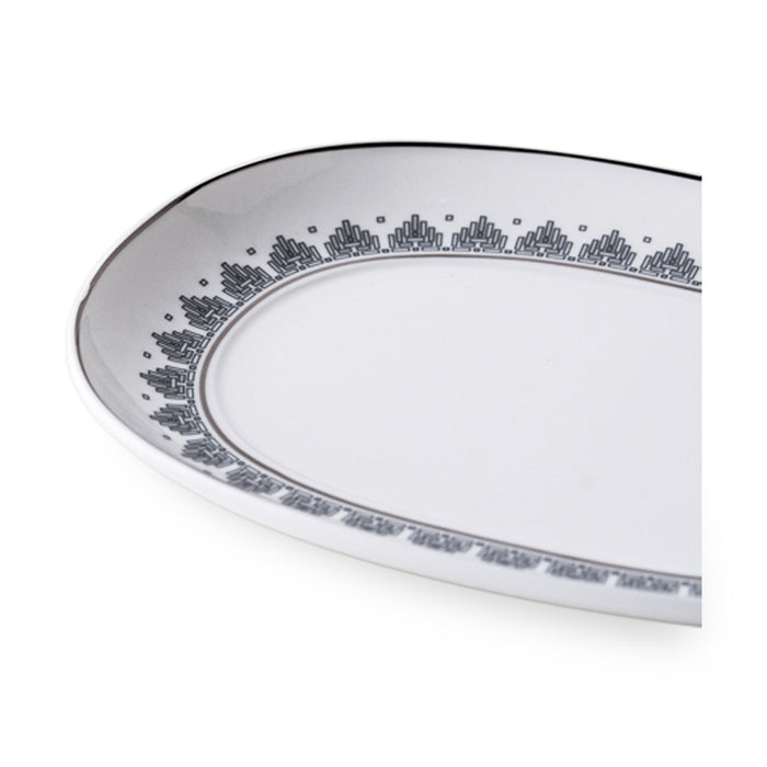 Geo Rose Grey & Platinum Oval Pickle Dish 20cm