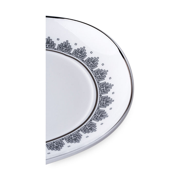 Geo Rose Grey & Platinum Oval Pickle Dish 20cm