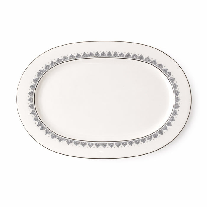 Geo Rose Grey & Platinum Oval Platter 34 cm