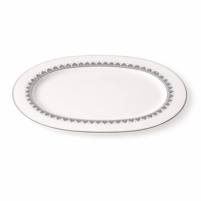Geo Rose Grey & Platinum Oval Platter 34 cm