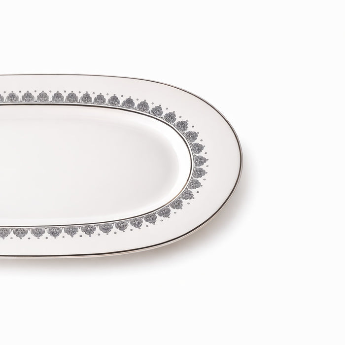 Geo Rose Grey & Platinum Oval Platter 34 cm