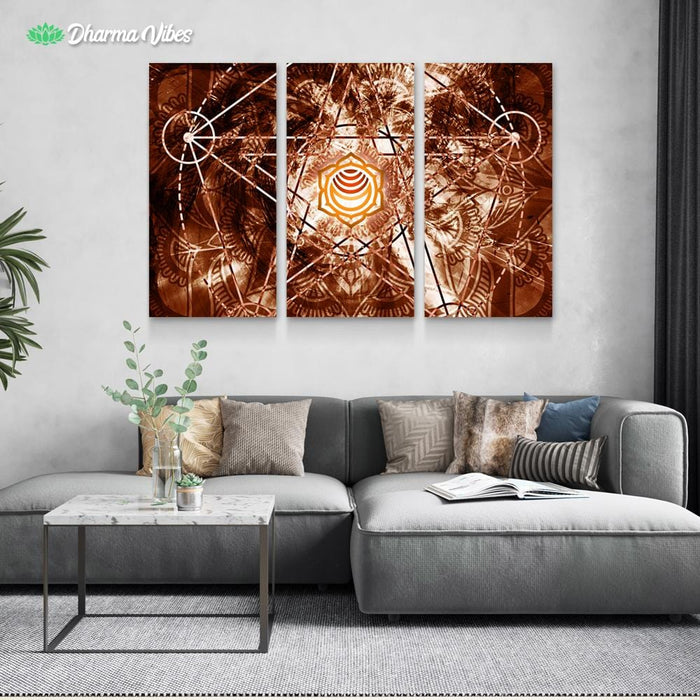 Geometry Chakra Svadhisthana  by McAshe 3-Piece Canvas