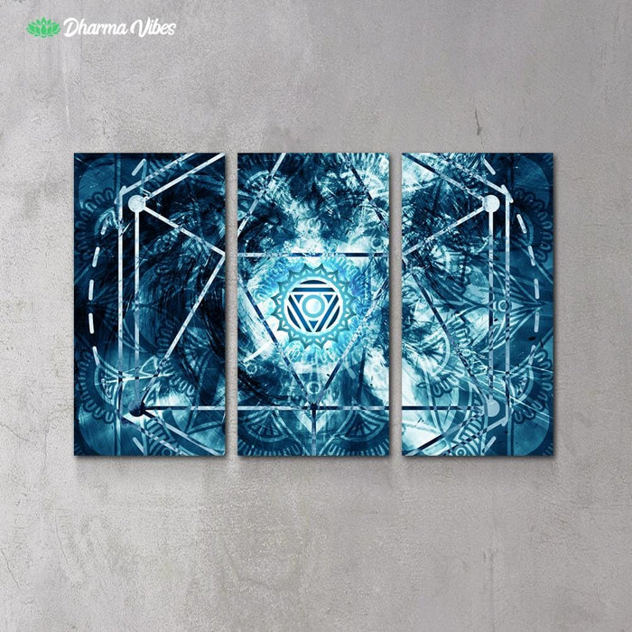 Geometry Chakra Vishuddha by McAshe 3-Piece Canvas