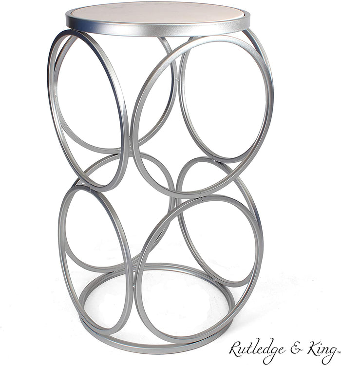 Glam Silver End Table with Marble Top