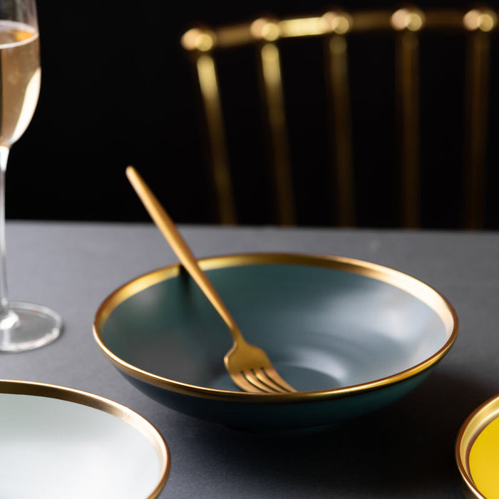 Gold Edge Suave Main Course Bowl Pasta Bowl June Trading