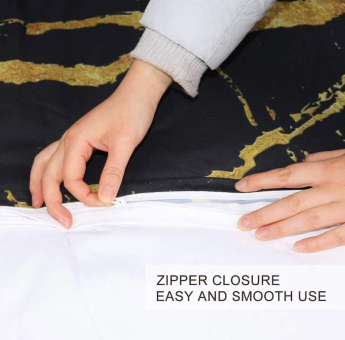 Gold Glitter Black Duvet Cover Set