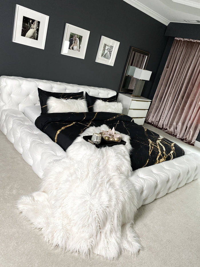 Gold Glitter Black Duvet Cover Set