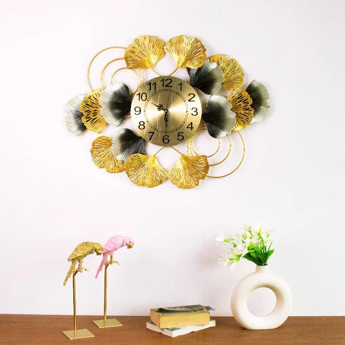 Golden Blissful Petal Wall Clock Wall Clocks June Trading
