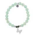 Green Angelite Bracelet with Butterfly Sterling Silver Charm