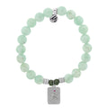 Green Angelite Stone Bracelet with Snake Sterling Silver Charm