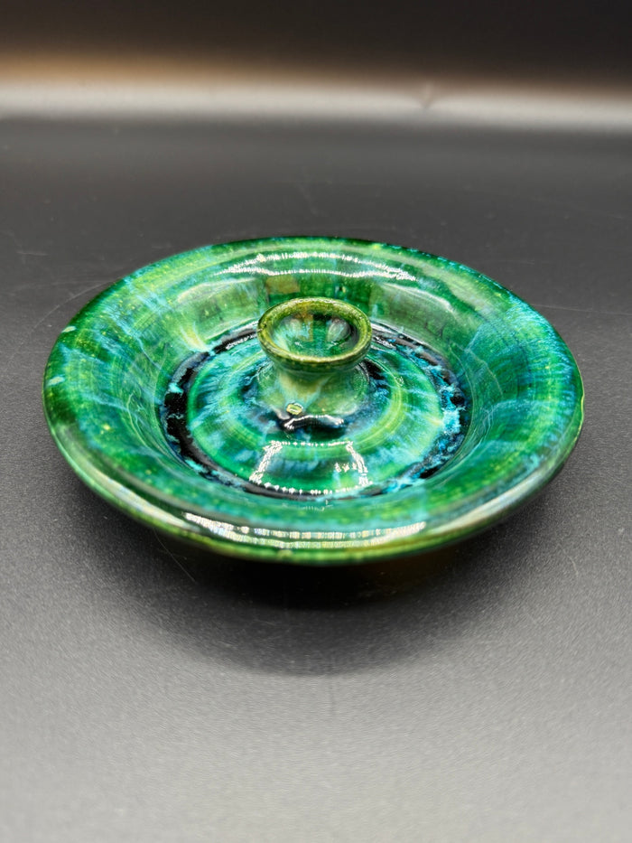 Green-Blue Studio Pottery Incense Burner