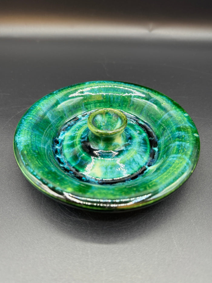 Green-Blue Studio Pottery Incense Burner