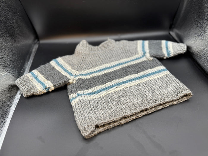 Handmade Gray & Blue Baby Sweater