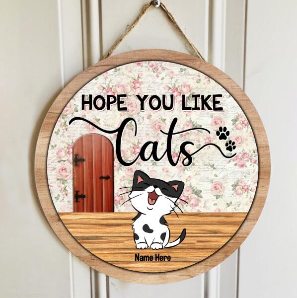 Hope You Like Cats - The Flower Wall - Personalized Cat Door Sign