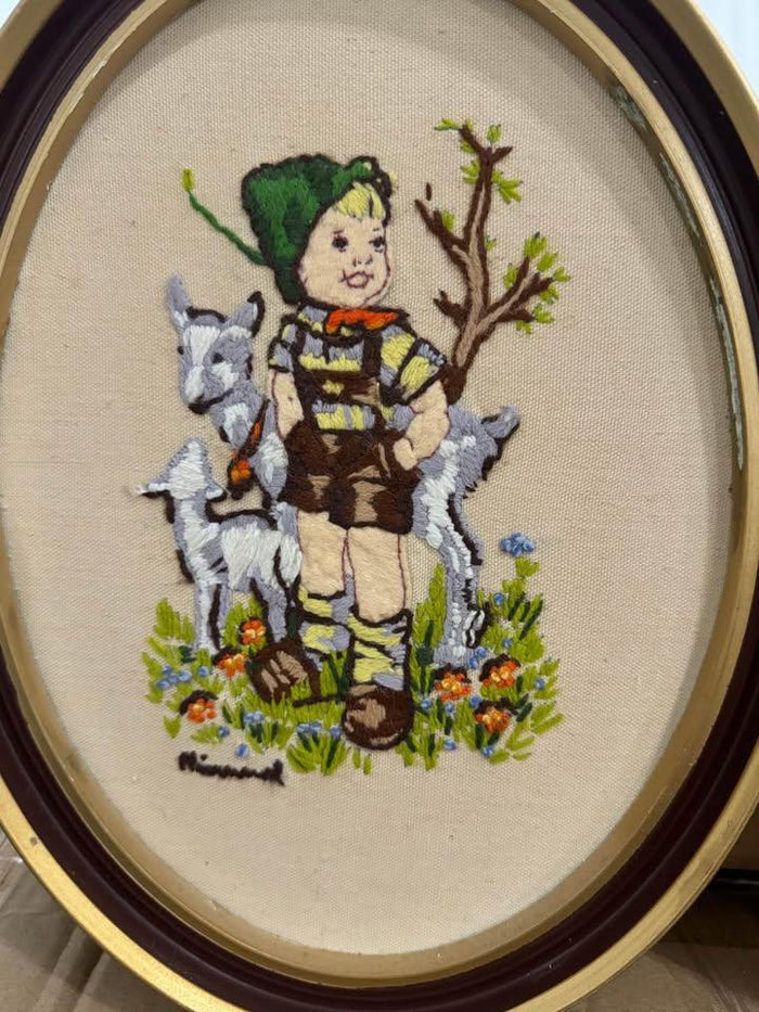 Hummel Boy with Goats Crewel
