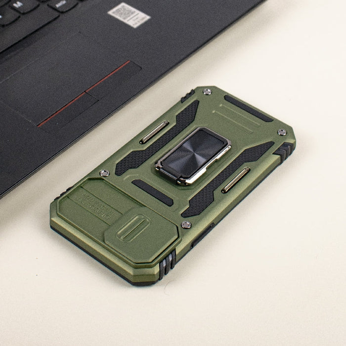 Hybrid Armour iPhone 14 Plus Cover | Camera Slider & Kickstand iPhone 14 Plus The June Shop Olive Green