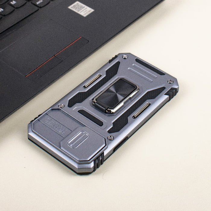 Hybrid Armour iPhone 14 Plus Cover | Camera Slider & Kickstand iPhone 14 Plus The June Shop Shimmer Grey