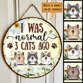 I Was Normal With Cats - Daisy Around - Personalized Cat Door Sign