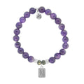 Initially Your's Amethyst Stone Bracelet with Letter N Sterling Silver Charm