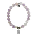 Initially Your's Mauve Jade Stone Bracelet with Letter N Sterling Silver Charm