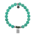 Initially Your's Peruvian Amazonite Stone Bracelet with Letter Q Sterling Silver Charm