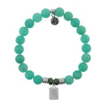 Initially Your's Peruvian Amazonite Stone Bracelet with Letter R Sterling Silver Charm