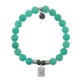 Initially Your's Peruvian Amazonite Stone Bracelet with Letter W Sterling Silver Charm